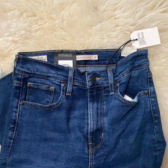 NWT $98 LEVI'S Women W 26"  L 32" 726 High-Rise Slim Straight Hypersoft Raw Hem - Picture 10 of 11